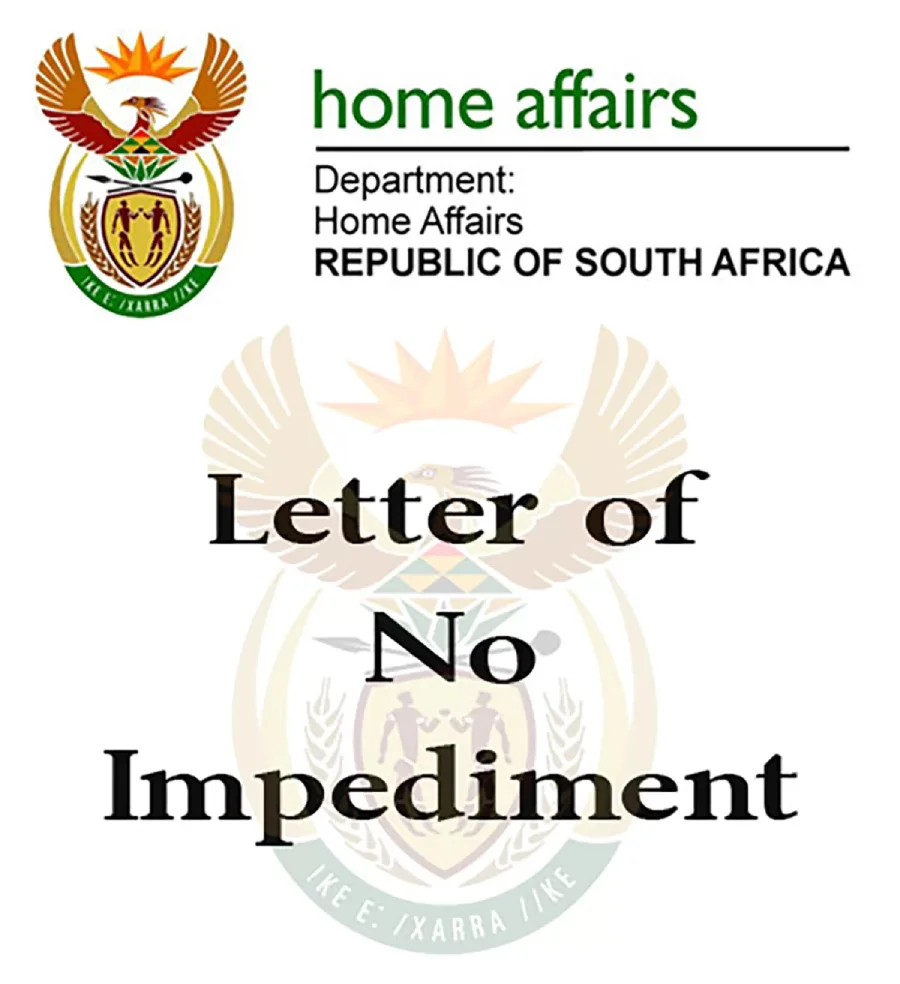 Letter of Non-Impediment Service South Africa-pretoria-johannesburg-capetown-durban